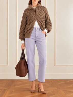 Brunello Cucinelli Monili Jeans Lilac Denim Retro Vint High Waist 29x26" Size 4